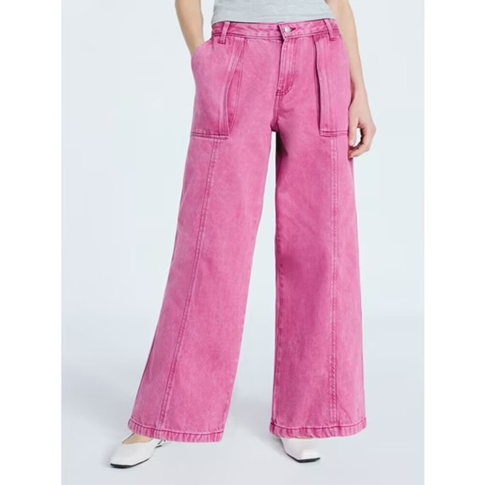 SCOOP Slouchy Wide Leg Women's Size 6 Rose Mum Utility Pocket Denim Jeans NWT